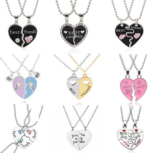 Collier <span class=keywords><strong>d</strong></span>'amitié <span class=keywords><strong>pour</strong></span> filles avec lettres de licorne créatives, diamant coloré, couture <span class=keywords><strong>d</strong></span>'amour, meilleur ami, collier BFF - Product Image 1