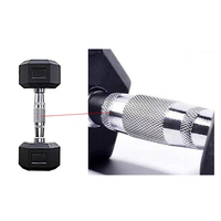 Dumbbell Hexagonal Berlapis Karet dengan Pegangan Knurled Anti Selip dan Berat Latihan LBS untuk Rumah dan Gym Komersial