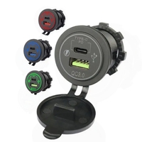 Chargeur de voiture USB PD et QC3.0 multi-ports USB 12V Prise de courant de charge USB Charge rapide Type c Base de chargeur de voiture fixe