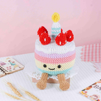 Ensemble d'accessoires de dessert en crochet fait main, animaux de dessin animé, gâteau, café, poupée mignonne, cadeaux de vacances, décoration quotidienne pour la maison