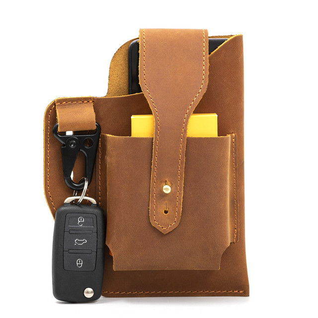Genuine Leather Sport Retro Waist Bag Mobile Phone Holster Pouch Belt Clip-Authentic Outdoor Work Cross-Border Bag