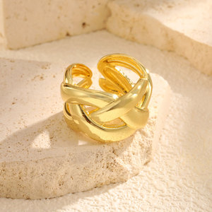 Bague Ouverte Femme Cuivre Brillant Tissé Or - Product Image 3
