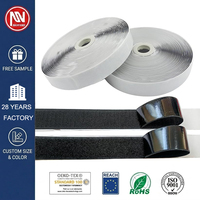 Muestras Gratis, Cinta de Gancho y Bucle Autoadhesiva de Nailon y Poliéster de 20 mm, Pegamento Fuerte de Fusión en Caliente, Cinta de Gancho y Bucle Blanca y Negra para Ventanas