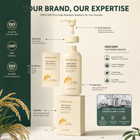 Supports personnalisés OEM ODM RTS – Shampoing et après-shampoing à la pulpe de riz 500 ml – Gel anti-démangeaisons et contrôle du sébum – Kit de soins capillaires pour adultes