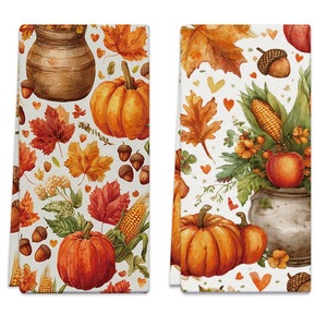 Custom-made cross-border household kitchen towels, autumn pumpkin dishcloths, <b>tablecloths</b>, decorative tea towels, etc. - Product Image 4