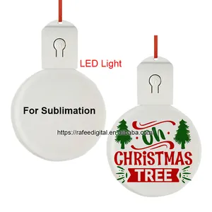 DIY personalisasi kustom sublimasi kosong gantung warna akrilik lampu Led ornamen sublimasi untuk dekorasi pohon Natal