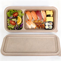 Boîte à sushi jetable en fibre de coque de riz avec couvercle, sans BPA, biodégradable, certifiée LFGB, conteneur alimentaire sûr pour emporter