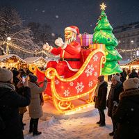 Grandes décorations lumineuses de Noël en forme de traîneau et de rennes, lanternes de carrosse du Père Noël pour les expositions extérieures de fêtes de fin d'année