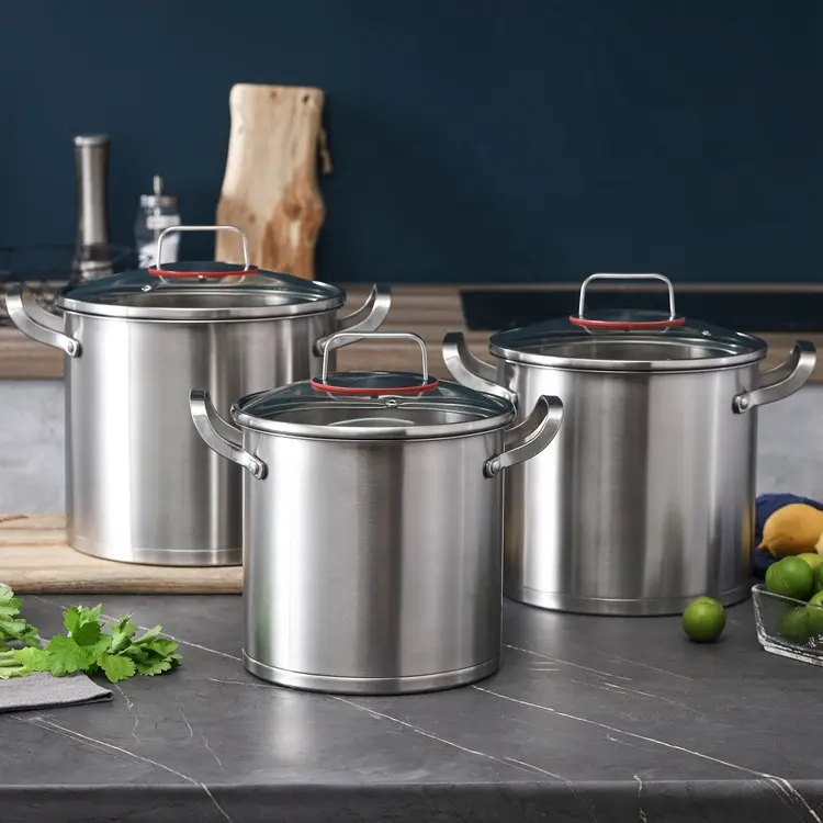 Manufacturer High Quality 6-10 Quart Stainless Steel 304 Covered Stockpot Deep Cooking Pot Soup Pasta Asparagus Stock Pot
