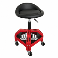 Tabouret d'atelier pivotant robuste et pratique, réglable en hauteur à gaz, avec coussin en PU, rangement pour outils, roulettes universelles, pour la maison et le bar