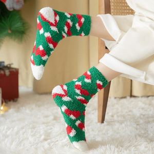 Christmas Coral Fleece Mid Calf <b>Socks</b> Santa Reindeer Pattern Winter Warm Cozy Knit Hosiery for Men Women Holiday <b>Gift</b> - Product Image 3