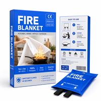 Couverture anti-feu en fibre de verre 1m x 1m, marque privée OEM, emballage individuel, pour la vente en supermarché