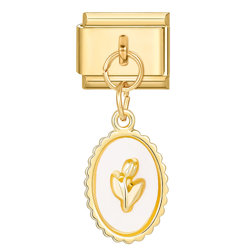 YWXH-51-Pendentif tulipe à fond doré