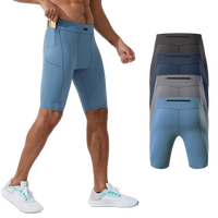 Shorts de course pour hommes, collants de sport pour la salle de sport, leggings de sport, taille mi-haute, longueur genou, respirants, en nylon, shorts de compression