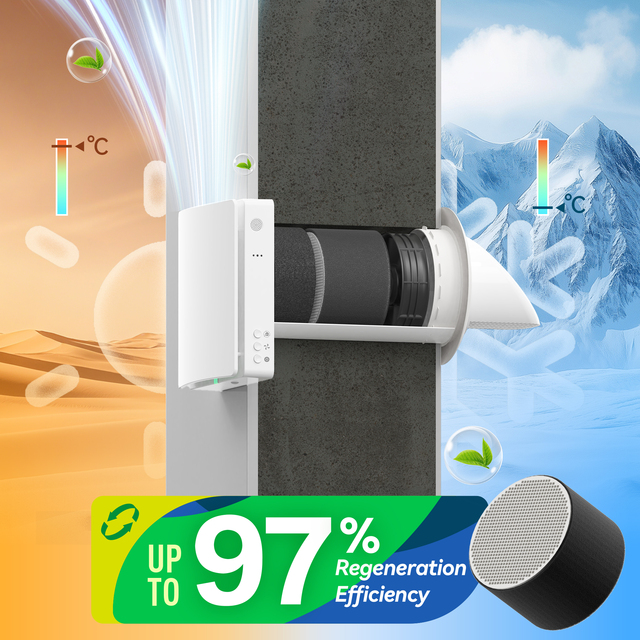 Single Room Ductless HRV Ventilation System WiFi Control Wall Mounted Fresh Air Unit for Home/Office