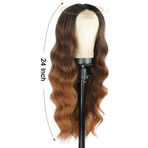 Perruque sans lacet pour femme, <span class=keywords><strong>cheveux</strong></span> longs bouclés dégradés marron, résistante à la chaleur, modèle L012, style européen et américain, pour le marché transfrontalier - Product Image 1