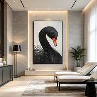 Cristal Film Strass Incrusté Peinture 3D abstraite cygne blanc animal encadré art mural luxe décoration maison