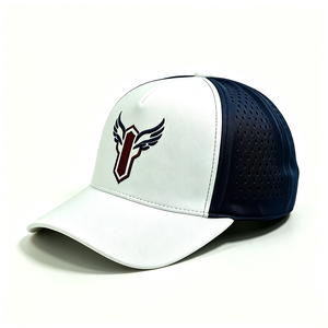 Laser Perforated 5-Panel Sport Baseball Cap 3D Embroidery Breathable Canvas Mesh Panel Snapback <b>Hat</b> Unisex Custom Logo Wholesale - Product Image 2