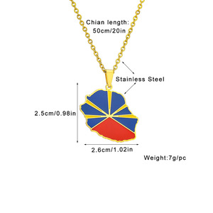 Collares de Cadena de Acero Inoxidable al por Mayor con Colgante de <span class=keywords><strong>la</strong></span> Bandera Nacional de <span class=keywords><strong>La</strong></span> <span class=keywords><strong>Reunion</strong></span>, Chapados en Oro de 18K - Product Image 5