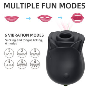 Vibrador Recarregável à Prova d'Água em Forma de Rosa Preta para Sucção Vaginal Brinquedos Íntimos Estimulador de Clitóris Sucção de Mamilo - Product Image 4