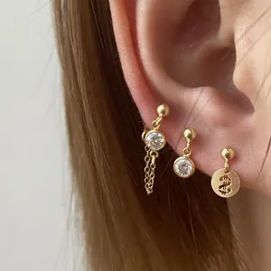 Simple 14K Gold Filled Earring Jewelry AAA Zircon Birthday Stone Stud Earrings for Girls