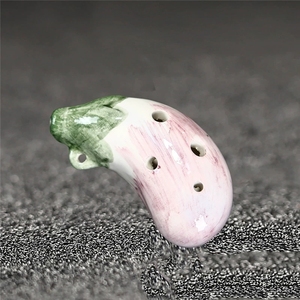 Ocarina en céramique peinte à la main, colorée, en forme d'aubergine, 6 trous, instrument à vent pour débutant, idéal pour les festivals, les fêtes, les cadeaux pour enfants et les objets de collection - Product Image 4