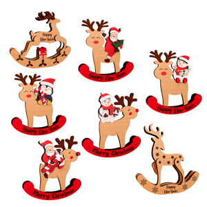 Nuevos centros de mesa navideños 2026: Decoraciones de renos de madera y Papá Noel para el hogar, adornos navideños. - Product Image 5