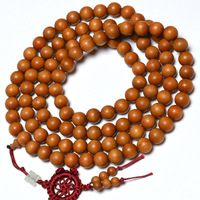 Bracelet réglable en perles rondes de bois de santal lisses de 10 mm, assortiment de 108 perles, certifié par un tiers