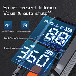 Smart Digital Tire Inflator with LCD Display 12V Automatic Shut Off for <b>Car</b> Motorcycle Bike Single Cylinder Pump - Product Image 3