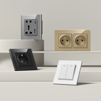Prise murale en verre trempé avec 16A, 2 prises, 1 USB-A, 1 USB-C, IP22, CE, pour usage hospitalier, adaptateur de prise de type britannique