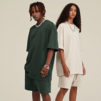 Vente en gros sur mesure Ensemble short 2 pièces en coton vierge surdimensionné à épaules tombantes pour hommes Ensemble t-shirt et short pour hommes