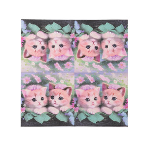 Printed Paper Napkins Cat Floral Design 330mmx330mm Birthday Party Disposable Tableware - Product Image 5