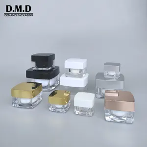 Custom Logo 10Gram 15G 15 Gram 1Oz 30 Gram 50G Lege Cosmetische Luxe Vierkante Crèmepot Van Hoge Kwaliteit Met Zilveren Deksel