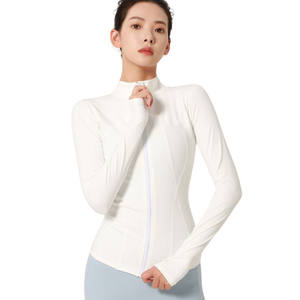 Chaqueta Deportiva Minimalista de Punto Delgado y Transpirable para Mujer, Manga Larga, Cuello Alto, Cierre Frontal con Cremallera - Product Image 2