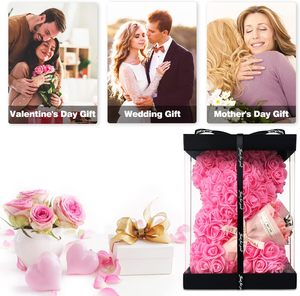 Preserved Rose Teddy Bear Gift Box with Greeting Card-Handmade for Wedding Mother's Day Anniversary & Birthday Gifts - Product Image 5