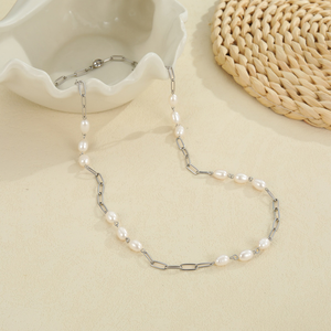 สร้อยคอมุกขายดี - สไตล์ทันสมัยและโดดเด่น สร้อยคอทอง 18K และสแตนเลสสตีล - Product Image 5