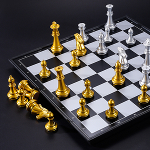 Juego de ajedrez medievales con ajedrez de alta calidad, 32 piezas de ajedrez de oro y plata, juego de mesa magnético, szachy - Product Image 3