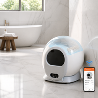 Litière pour chat automatique Tuya Smart APP, nettoyage facile, contrôle des odeurs, bac à litière en plastique, 65L, grand espace, toilette sphérique pour animaux de compagnie sans pincement