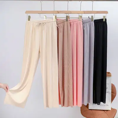 Soft Comfort Women Pants 2021 New High Waist Casual Summer Slacks Pants Women Ice Silk Ankle-Length Long Trousers Female Slacks