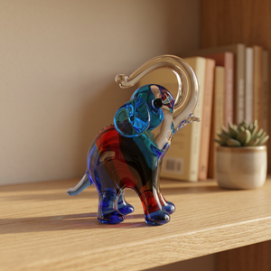 Handmade Murano Glass Tiny Glass World Blue <b>Elephant</b> Art Contemporary Glass Crystal Irregular Shape Tabletop Vase Office <b>Decor</b> - Product Image 3