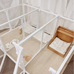 Valla Moderna para Perros de Interior, Segura, Portátil, Impermeable, de Plástico con Vista Parcial, Valla Plegable de Acrílico para Mascotas - Product Image 1