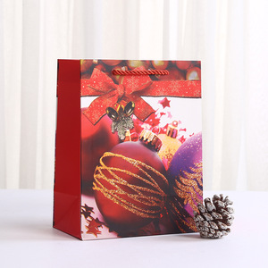 Sac fourre-tout en papier kraft blanc sur le thème de Noël, imprimé avec un motif de boules de Noël, grande capacité, sac de courses pour supermarché - Product Image 2