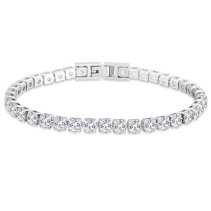 Pulsera de Tenis de Acero Inoxidable Chapada en Oro de 18K, Estilo Vintage, con Doble Cierre de Seguridad y Diamantes Incrustados, Regalo Ideal - Product Image 2
