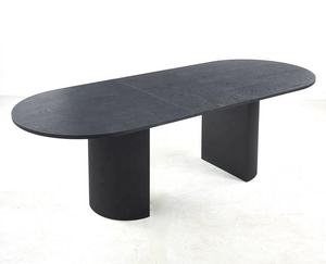 Tavolo da Pranzo Allungabile in Legno di Frassino Nero con Finitura Scanalata e Pilastri Ovali in Stile Romano - Product Image 4