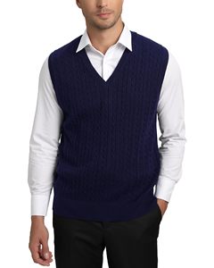 <span class=keywords><strong>Gilet</strong></span> con scollo a V in maglia misto <span class=keywords><strong>lana</strong></span> da <span class=keywords><strong>uomo</strong></span> Pullover senza maniche per la primavera - Product Image 4