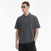 SS261358 Polo Homme Personnalisé avec Logo, Effet Délavé, Coupe Oversize, Fermeture Éclair YKK, 325 g/m², 71% Coton 29% Poly, Tissu Gaufré