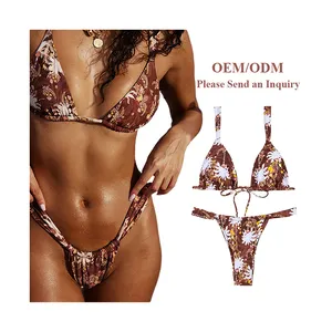 Aide Custom Logo Badpak Hoge Kwaliteit Print Badpak Strandkleding Vrouwen Bikini Sets Meisjes Badmode