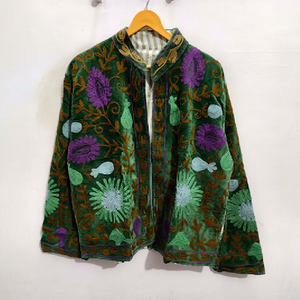 Velvet Suzani <b>Embroidered</b> <b>Jacket</b> <b>for</b> <b>Women</b> Breathable Floral Design Handcrafted Artisan <b>Women's</b> <b>Jacket</b> beautiful design - Product Image 1