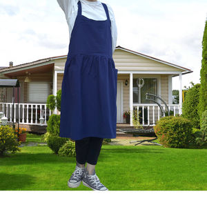 <span class=keywords><strong>Delantal</strong></span> de algodón y lino de gran tamaño, cruzado Sin ataduras, ropa de trabajo para maestros de jardín de infantes, cubierta de pintura, personalizado para mujer - Product Image 1
