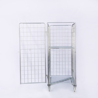TER L850XD760XH1870mm Chariot de rangement pliable à 4 côtés en métal, cage à roulettes en treillis métallique, équipement de transport TR-85761870-B
